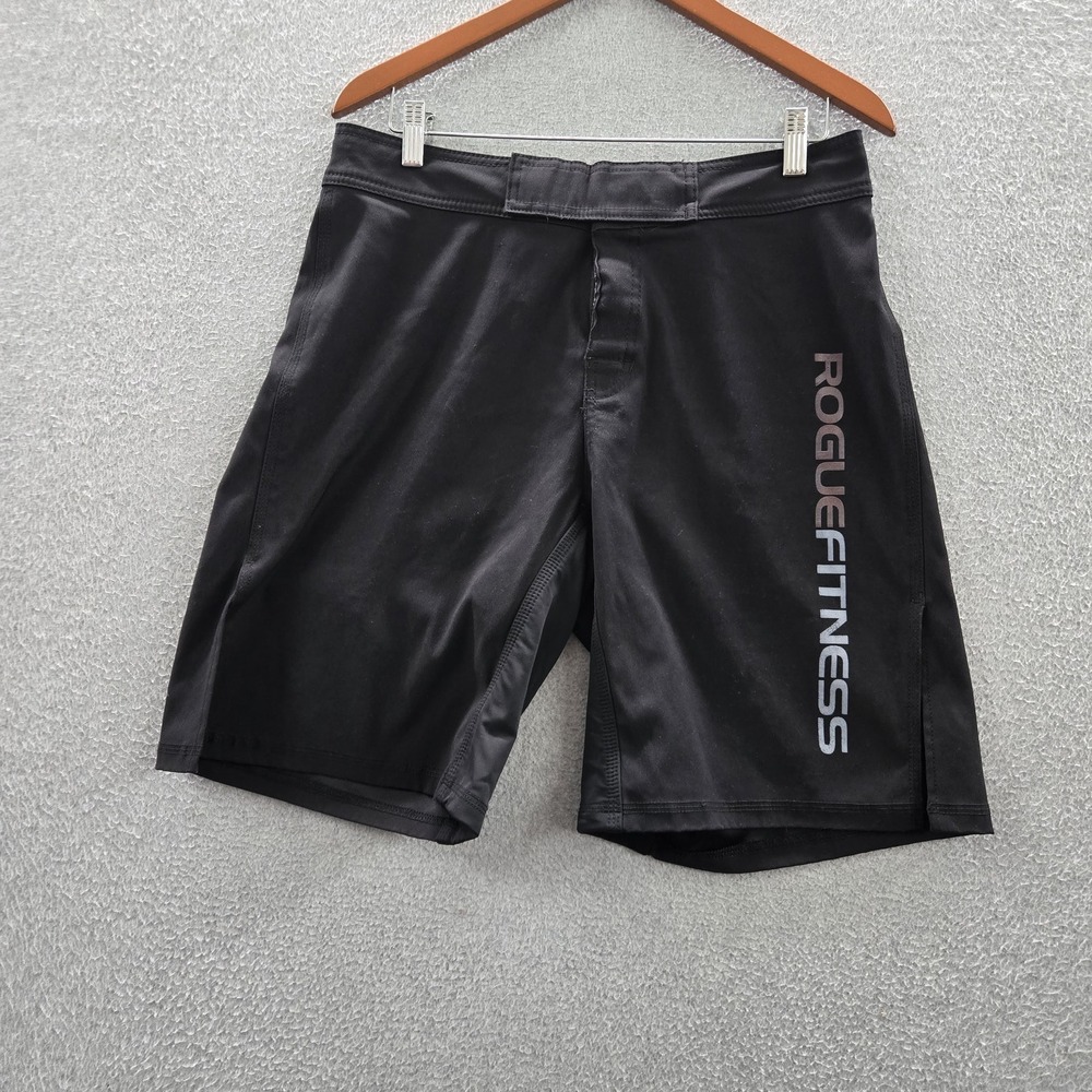 ROGUE‎ FITNESS Men Activewear Shorts 32 Black Fight Logo Mid Rise 10" Inseam